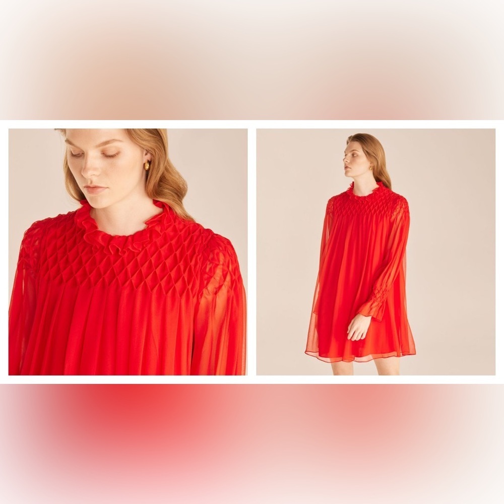 R- Rebecca Taylor Mock Neck Silk Dress